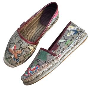 Gucci GG Monogram Pilar Tian Bird Espadrille Flats 36
